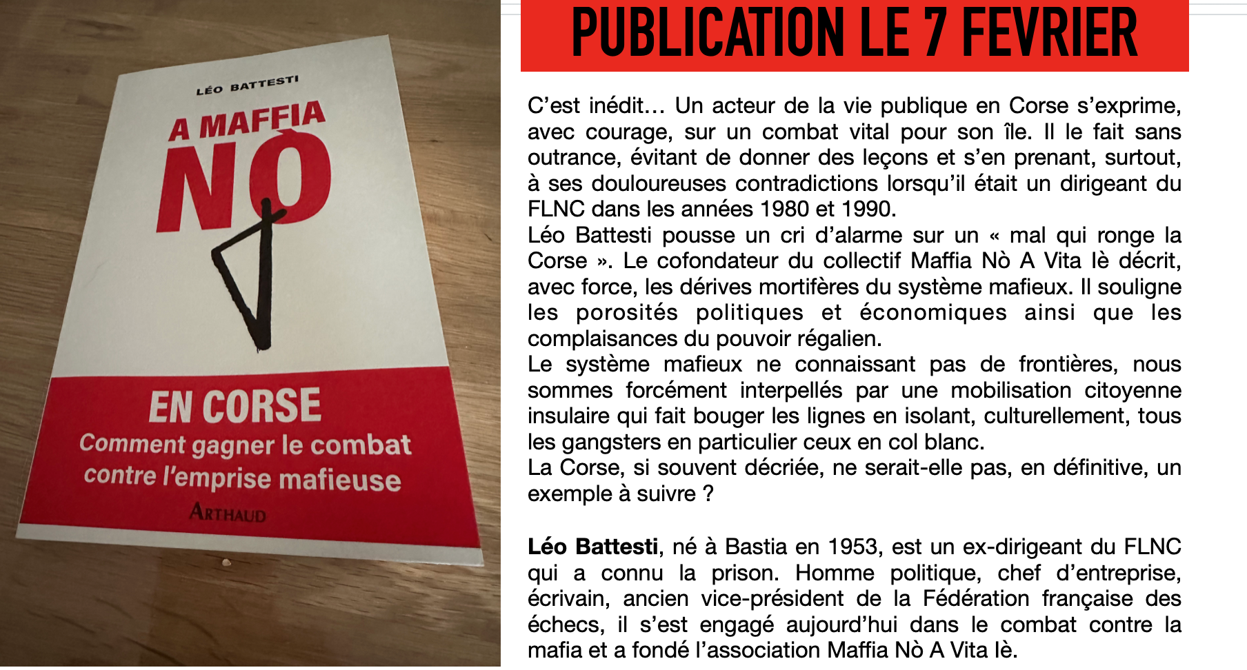 "A maffia Nò"  dans tous les kiosques le 7 février